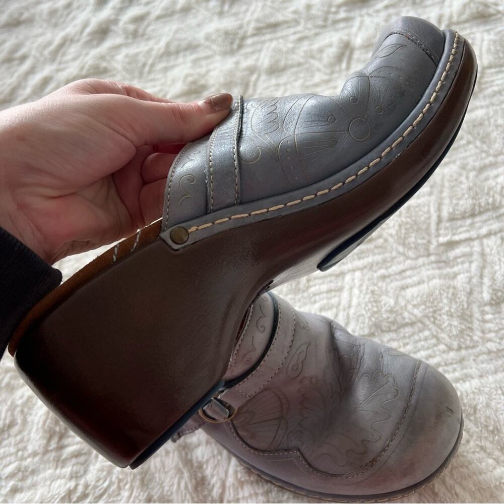 Indigo by Clarks Light Blue Leather Heeled Clogs - Picture 9 of 14